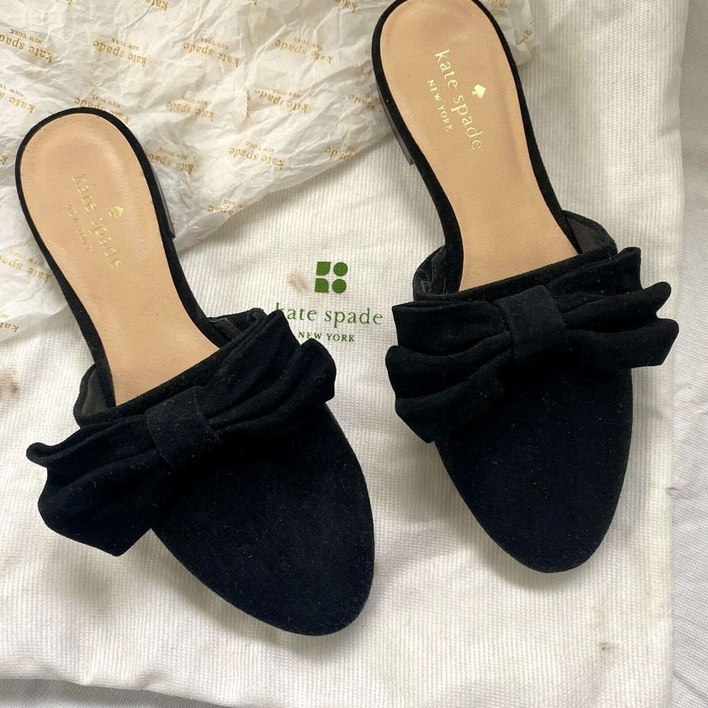 Kate Spade Black Mules Classic Suede Design